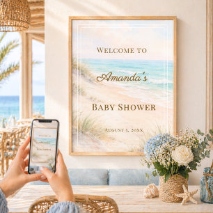 Beach coastal Baby Shower Welcome Poster