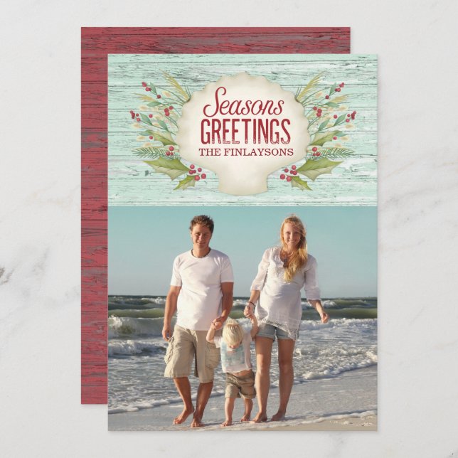 Beach Coastal Christmas Holiday Photo Card (Front/Back)