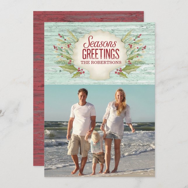 Beach Coastal Christmas Holiday Photo Card (Front/Back)