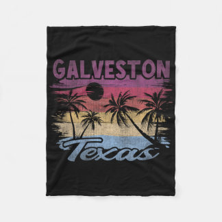 Beach Coastal City Vacation Souvenir Galveston  Fleece Blanket