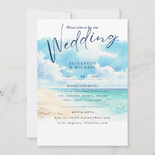  Beach Coastal Destination Sunset Tropical Wedding Invitation