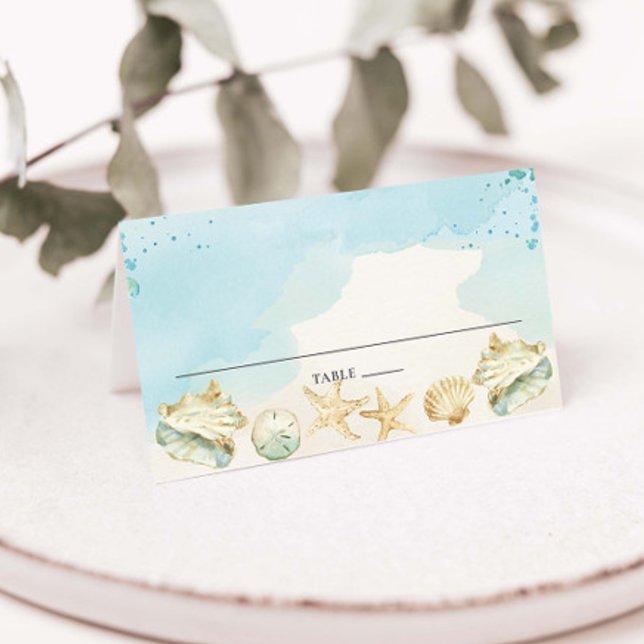 Beach Coastal Destination Wedding Birthday Bridal Place Card (Creator Uploaded)