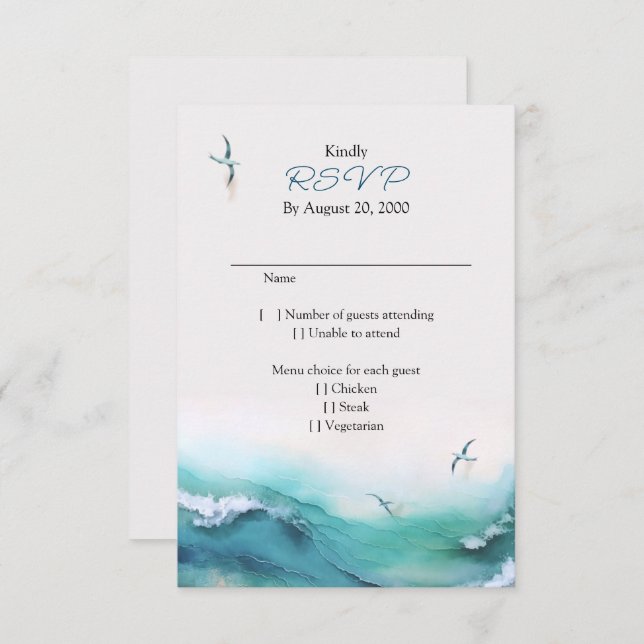 Beach Coastal Destination Wedding RSVP (Front/Back)