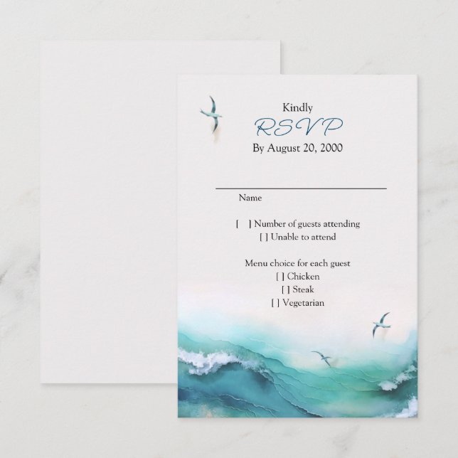 Beach Coastal Destination Wedding RSVP Card (Front/Back)