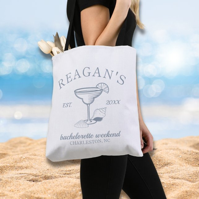 Beach Coastal Girls Weekend Bachelorette Party Tote Bag ("Last toast on the coast" beach bachelorette party girls weekend tote bag gift favor personalized )