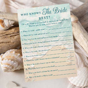 Beach Coastal He Said She Said Bridal Shower Game Invitation