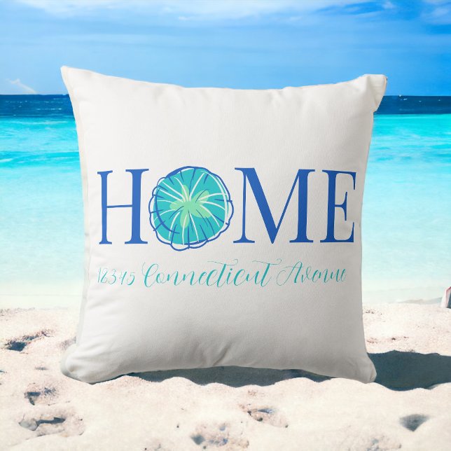 Beach Coastal Home Sand Dollar Custom Address Cushion (Creator Uploaded)