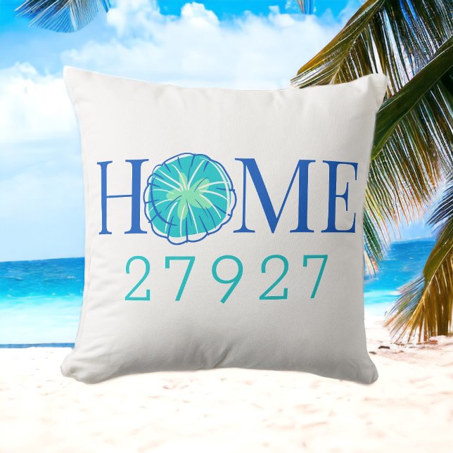 Beach Coastal Home Sand Dollar Custom Zip Code Cushion (Creator Uploaded)