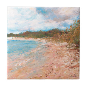 Beach Coastal Michigan Shoreline Art Ceramic Tile