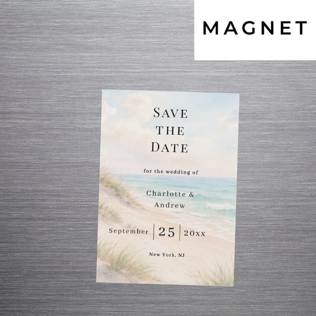 Beach coastal modern wedding Save the Date magnet (Creator Uploaded)