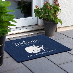 Beach Coastal Navy Blue Doormat