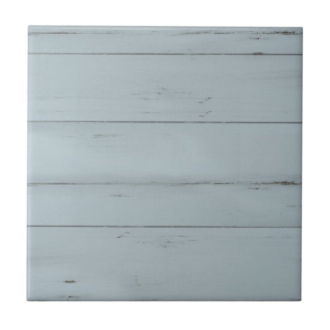 Beach Coastal Ocean Matching Dusty Blue Wood Ceramic Tile (Front)