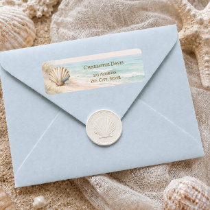 Beach coastal ocean shell return address  label