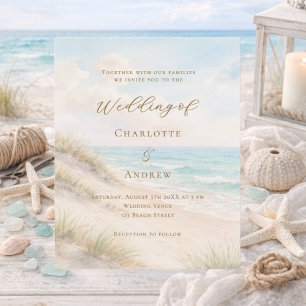 Beach coastal ocean wedding invitation