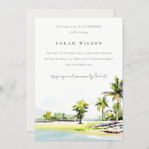 Beach Coastal Palm Tree Any Age Birthday Invite