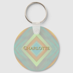  Beach Coastal Pastel Diamond Pattern Key Ring