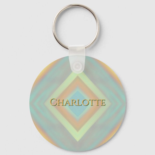 Beach Coastal Pastel Diamond Pattern Key Ring (Front)