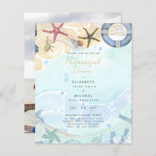Beach Coastal Photo Rehearsal Dinner Invitation