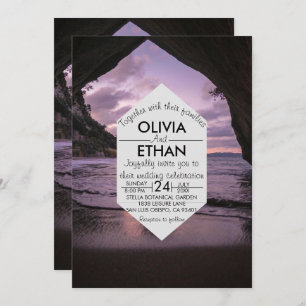 Beach Coastal Seaside Summer Navy Wedding Invitation