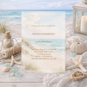 Beach coastal summer birthday invitation