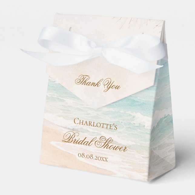 Beach coastal summer bridal shower favour box (Front Side)