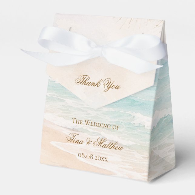 Beach coastal summer wedding favour box (Front Side)
