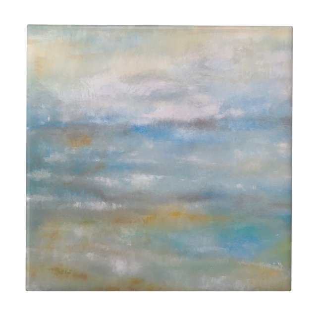 Beach Coastal Theme Abstract Beach Art Ceramic Tile (Front)