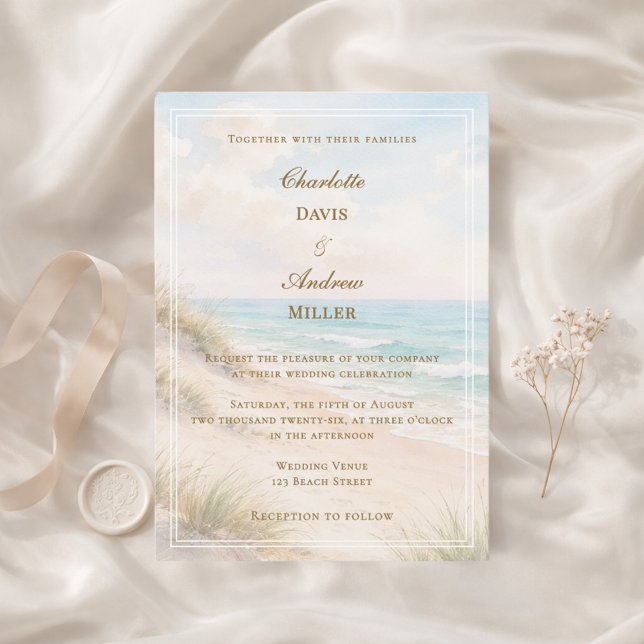 Beach coastal wedding invitation (Creator Uploaded)