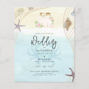 Beach Coastal Wedding Invitation Sand Ocean Life Flyer