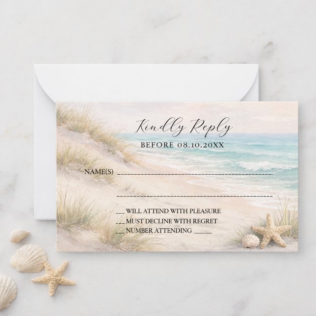 Beach coastal wedding response RSVP Card (Creator Uploaded)