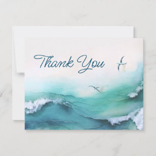 Beach Coastal Wedding Thank You Card
