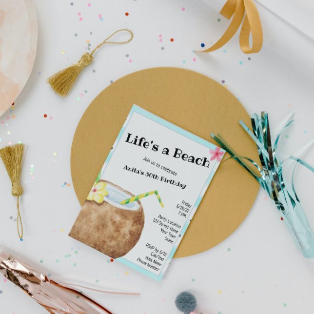 Beach Cocktail Birthday Party Invitation (Creator Uploaded)