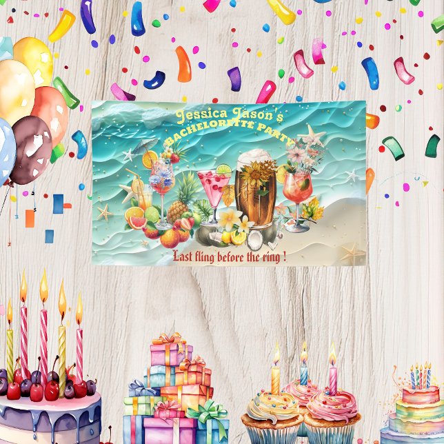 Beach Cocktails Tropical Fruits Bachelorette Party Banner (Beach Cocktails Tropical Fruits Bachelorette Party Banner)