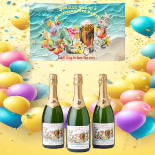 Beach Cocktails Tropical Fruits Bachelorette Party Sparkling Wine Label