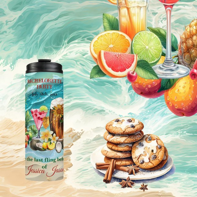 Beach Cocktails Tropical Fruits Bachelorette Party Thermal Tumbler (Beach Cocktails Tropical Fruits Bachelorette Party Thermal Tumbler)