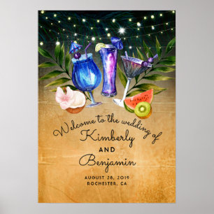 Beach Cocktails Wedding Welcome Sign