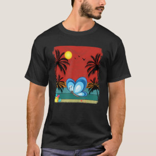 Beach Coconut Tree Retro Graphic Butterfly Summer T-Shirt