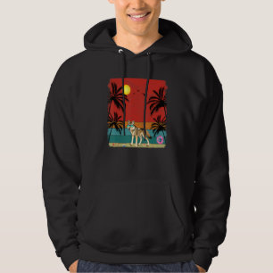 Beach Coconut Tree Retro Graphic Coyote  Summer Hoodie