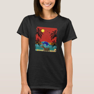 Beach Coconut Tree Retro Graphic Dachshund Dog  Su T-Shirt