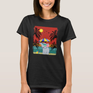 Beach Coconut Tree Retro Graphic Elephant Summer T-Shirt