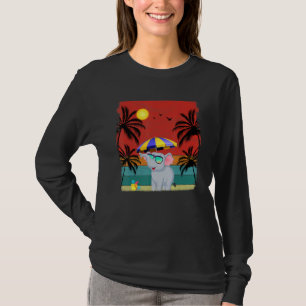 Beach Coconut Tree Retro Graphic Elephant  Summer T-Shirt