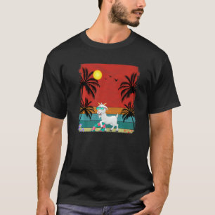 Beach Coconut Tree Retro Graphic Goat Summer T-Shirt