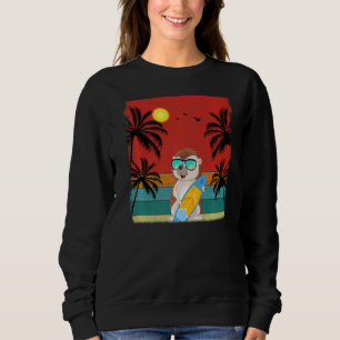 Beach Coconut Tree Retro Graphic Hedgehog Summer Sweatshirt