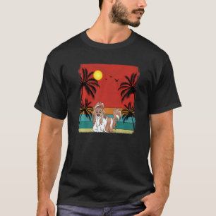 Beach Coconut Tree Retro Graphic Shih Tzu Dog  Sum T-Shirt