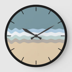 Beach Colour- Light Brown Sand Beige Turquoise Blu Large Clock