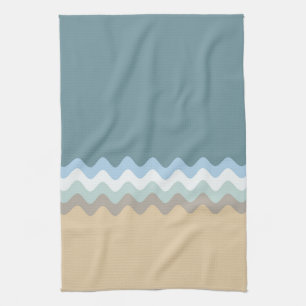 Beach Colour- Light Brown Sand Beige Turquoise Blu Tea Towel