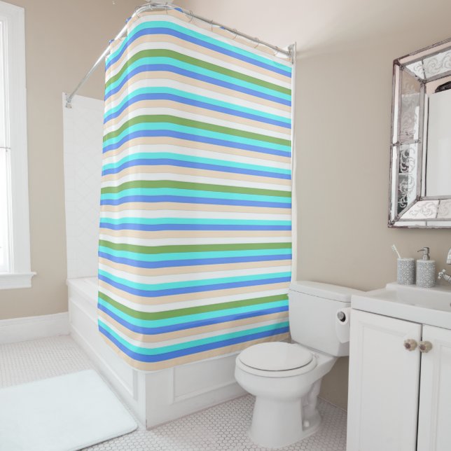 Beach colour stripes of Sint Maarten shower curtai Curtain (In Situ)