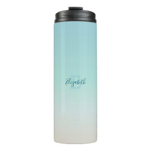 Beach Colours Gradient   Minimal Monogram Thermal Tumbler