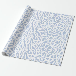 Beach Coral Reef Pattern in Grey Blue and White Wrapping Paper