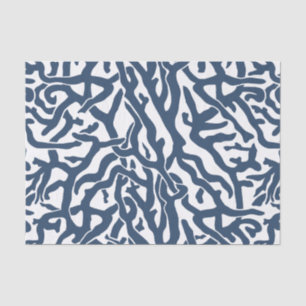 Beach Coral Reef Pattern Nautical Navy Blue White Tissue Paper